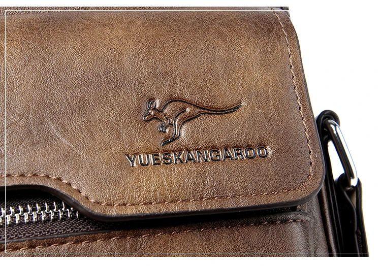 Kangaroo Luxury Brand Vintage Man Bags Leather Shoulder Bag For Men Business Messenger Crossbody Bag Male Fashion Casual Handbag