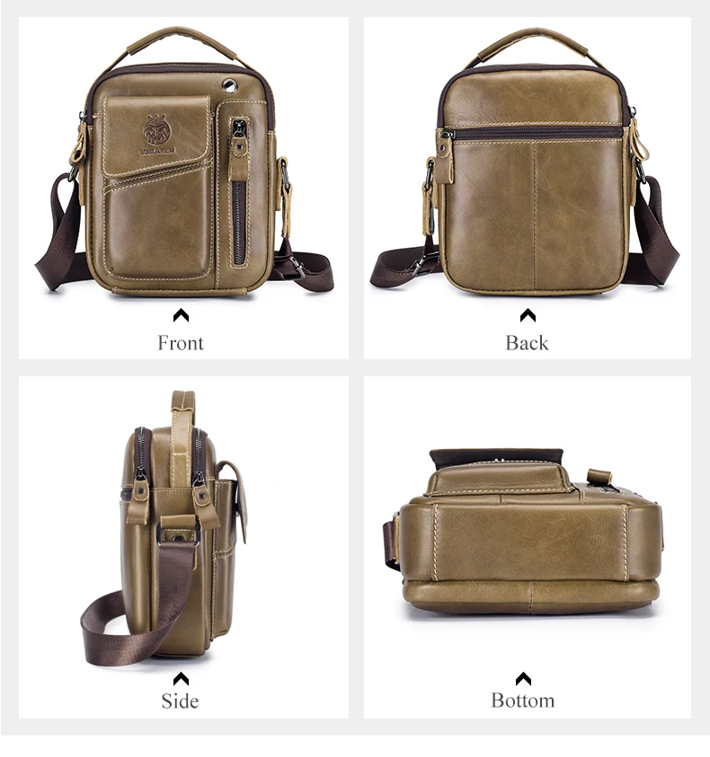 SCHLATUM 100% Genuine Leather Vintage Chest Bag For Men Shoulder Bag Casual Messenger Crossbody Bag