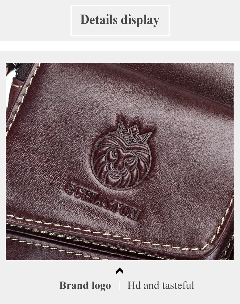 SCHLATUM 100% Genuine Leather Vintage Chest Bag For Men Shoulder Bag Casual Messenger Crossbody Bag