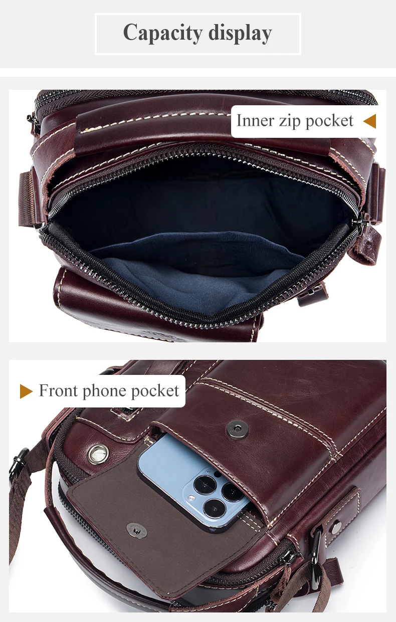 SCHLATUM 100% Genuine Leather Vintage Chest Bag For Men Shoulder Bag Casual Messenger Crossbody Bag