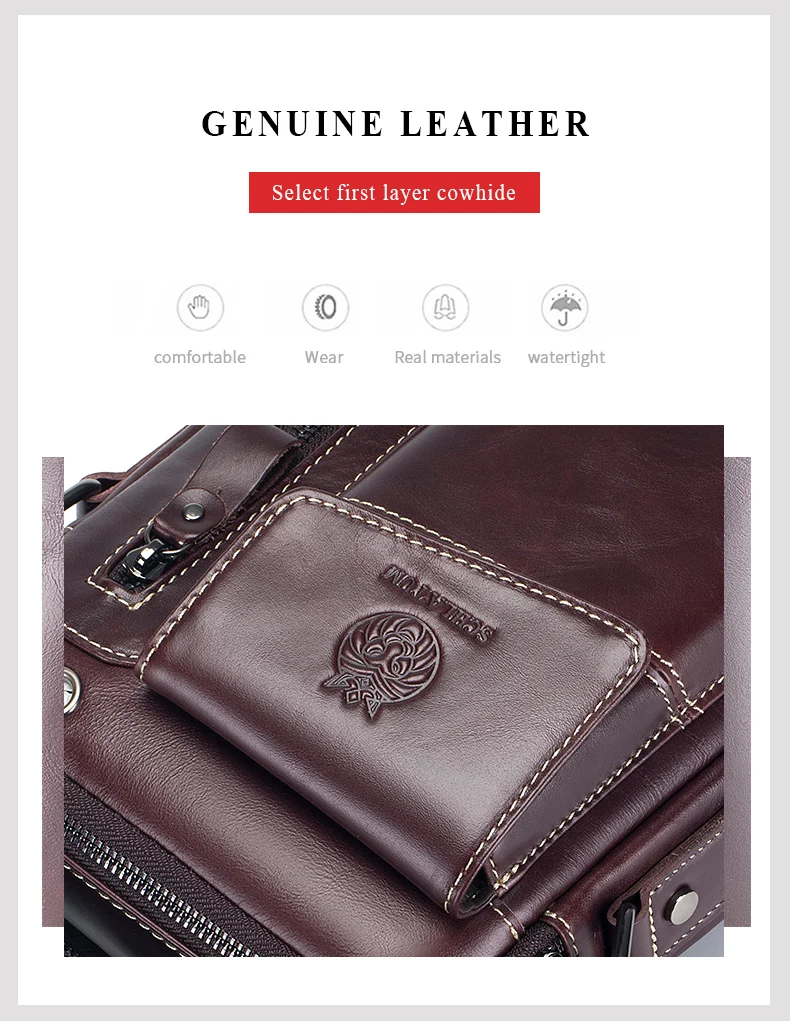 SCHLATUM 100% Genuine Leather Vintage Chest Bag For Men Shoulder Bag Casual Messenger Crossbody Bag