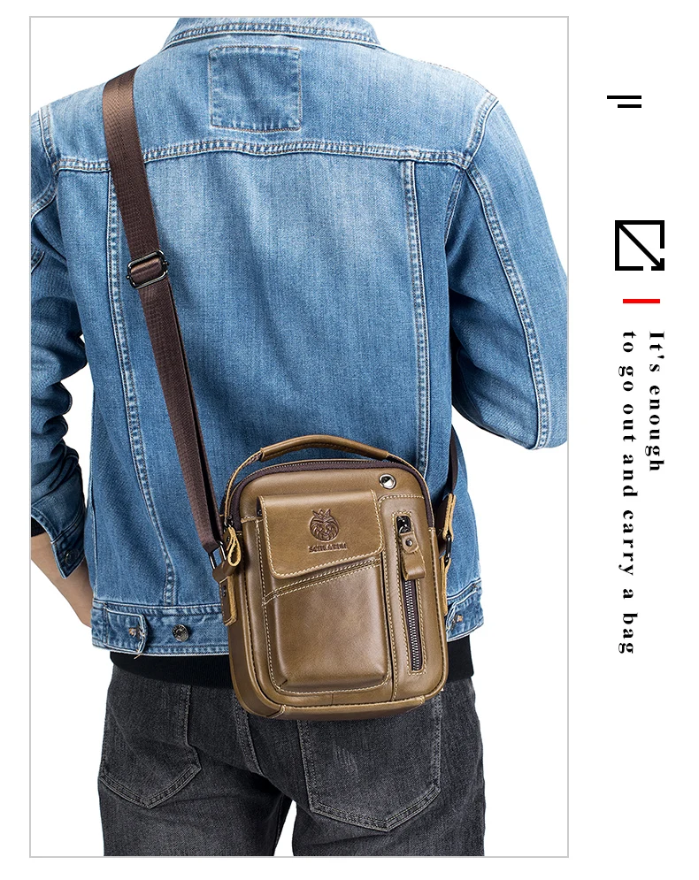 SCHLATUM 100% Genuine Leather Vintage Chest Bag For Men Shoulder Bag Casual Messenger Crossbody Bag
