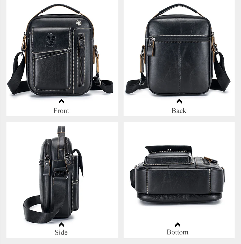 SCHLATUM 100% Genuine Leather Vintage Chest Bag For Men Shoulder Bag Casual Messenger Crossbody Bag