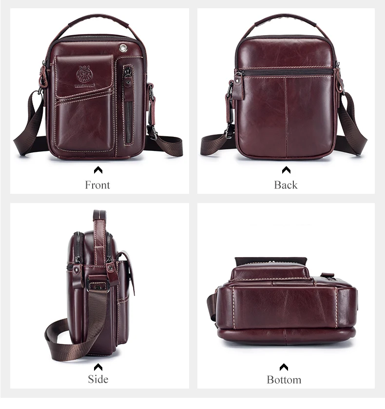 SCHLATUM 100% Genuine Leather Vintage Chest Bag For Men Shoulder Bag Casual Messenger Crossbody Bag