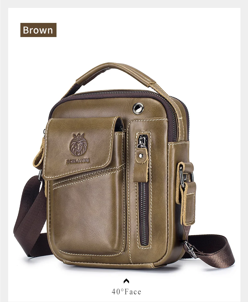 SCHLATUM 100% Genuine Leather Vintage Chest Bag For Men Shoulder Bag Casual Messenger Crossbody Bag
