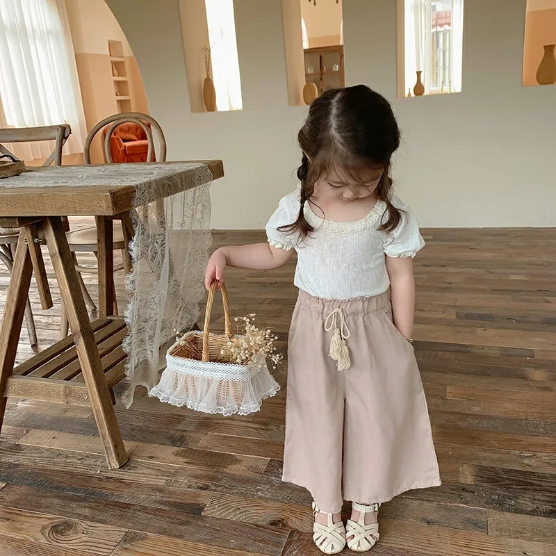 Sweet Lace Shirt for Girls Clothes Summer Thin Breathable Cotton Kids Shirt Toddler Mesh Blouse Children t Shirt Teenager Tops