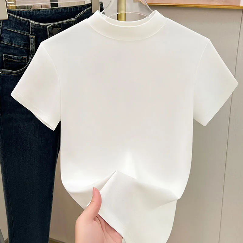 2026 New Fashion Short Sleeve Summer Blouse Women O Neck Casual Solid Simple Ladies Tops Shirts