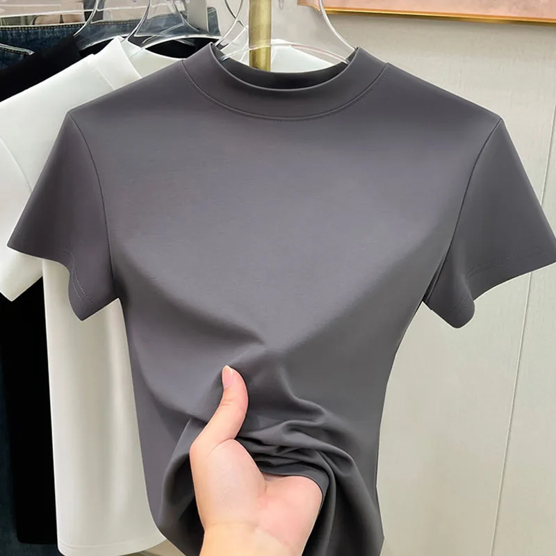 2026 New Fashion Short Sleeve Summer Blouse Women O Neck Casual Solid Simple Ladies Tops Shirts