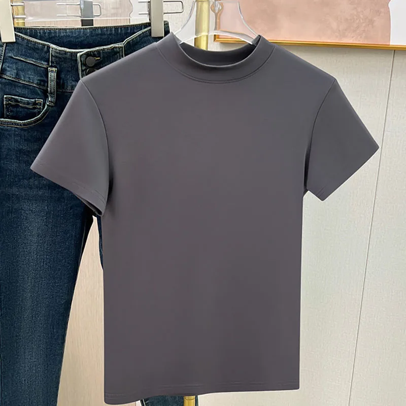 2026 New Fashion Short Sleeve Summer Blouse Women O Neck Casual Solid Simple Ladies Tops Shirts