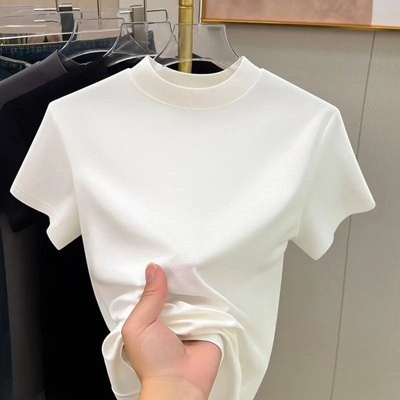 2026 New Fashion Short Sleeve Summer Blouse Women O Neck Casual Solid Simple Ladies Tops Shirts