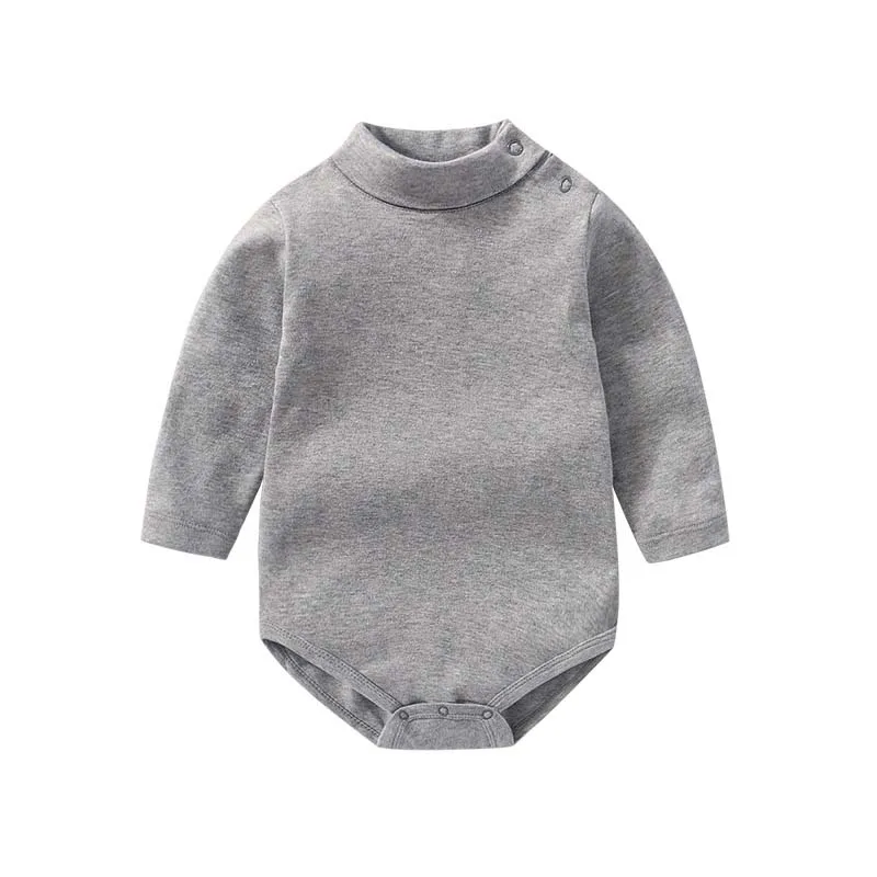 Newborn Baby Turtleneck Bodysuit Pure Cotton Solid Color Soft Comfort Jumpsuit 100% Cotton For Boys Girls Bodysuit 0-24 Months