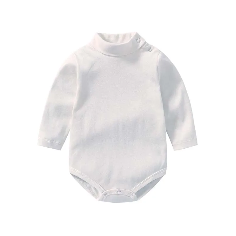 Newborn Baby Turtleneck Bodysuit Pure Cotton Solid Color Soft Comfort Jumpsuit 100% Cotton For Boys Girls Bodysuit 0-24 Months