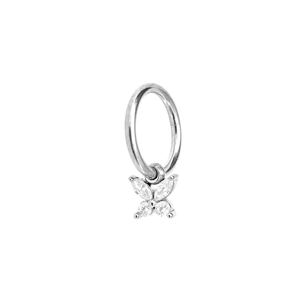 Butterfly Pendant Clicker Segment Rings Daith Conch Hoop Earrings CZ Drop Piercing Jewelry 316L Surgical Steel 16G 18G 20G