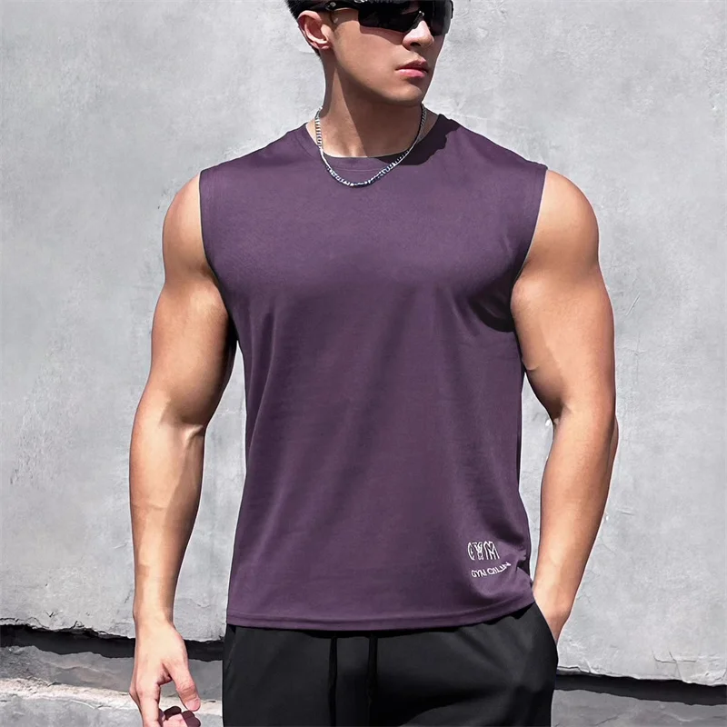 Summer men fitness T-shirt training sport vest ventilate basketball undershirt sleeveless quick drying running tank top men tops
