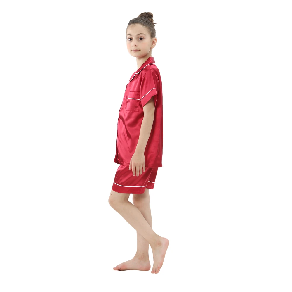 Summer Baby Girl Pajamas Sets 6 to 9 12 18 24 Months Satin Silk Blue Pink Kids Pyjamas Infantil Toddler Boy Outfit Home Clothing