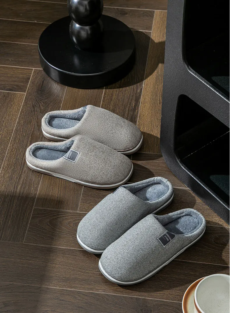Winter Warm Men Fur Slippers House Non Slip Soft Shoes Comfort Flat Heel Home Indoor Bedroom Plush Slippers for Couples