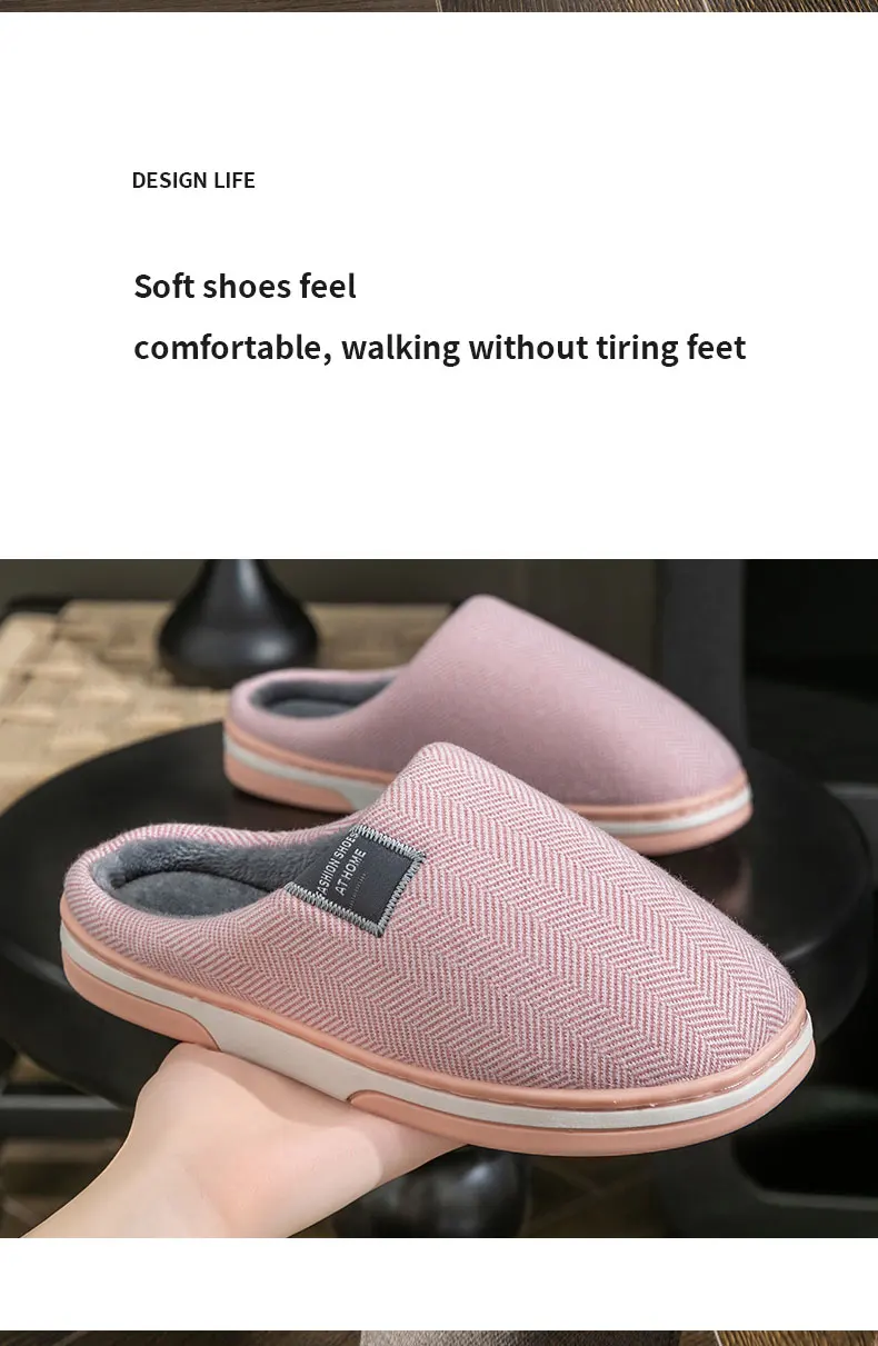 Winter Warm Men Fur Slippers House Non Slip Soft Shoes Comfort Flat Heel Home Indoor Bedroom Plush Slippers for Couples