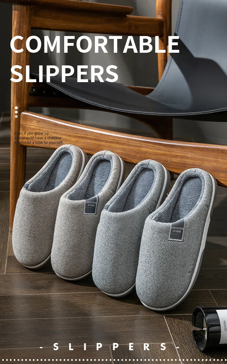Winter Warm Men Fur Slippers House Non Slip Soft Shoes Comfort Flat Heel Home Indoor Bedroom Plush Slippers for Couples
