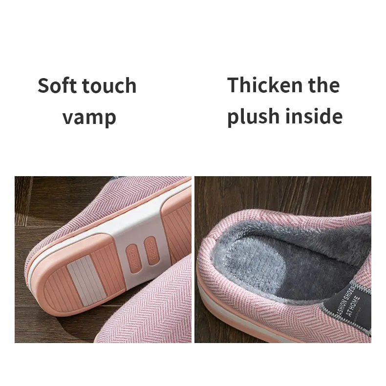 Winter Warm Men Fur Slippers House Non Slip Soft Shoes Comfort Flat Heel Home Indoor Bedroom Plush Slippers for Couples