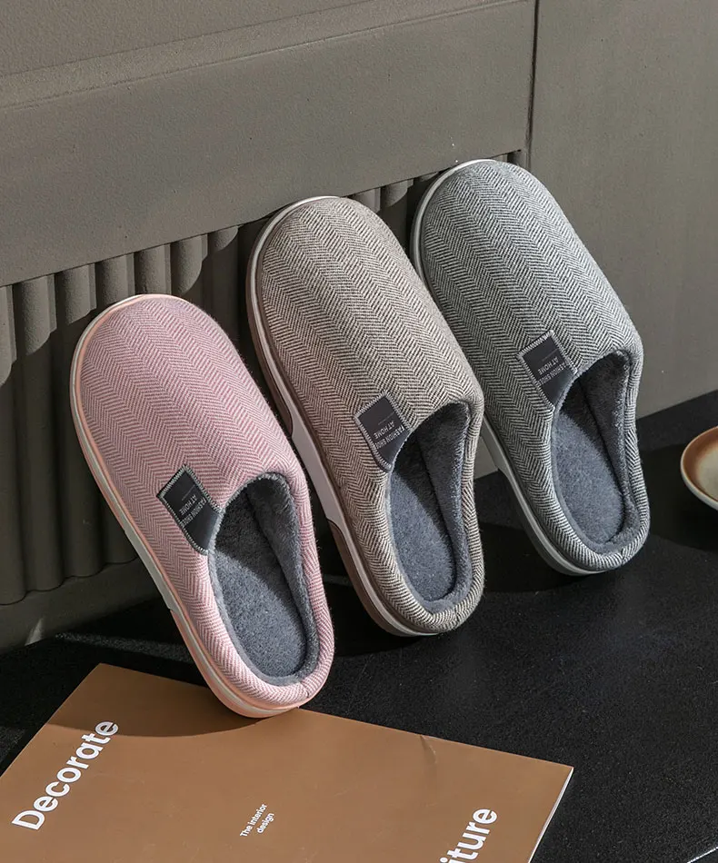 Winter Warm Men Fur Slippers House Non Slip Soft Shoes Comfort Flat Heel Home Indoor Bedroom Plush Slippers for Couples