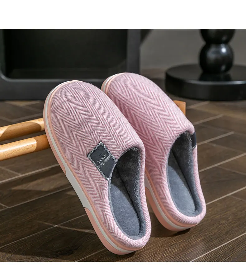 Winter Warm Men Fur Slippers House Non Slip Soft Shoes Comfort Flat Heel Home Indoor Bedroom Plush Slippers for Couples