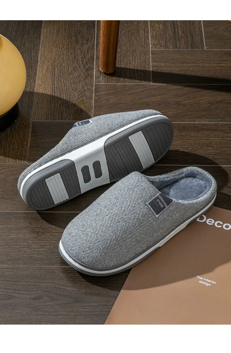 Winter Warm Men Fur Slippers House Non Slip Soft Shoes Comfort Flat Heel Home Indoor Bedroom Plush Slippers for Couples