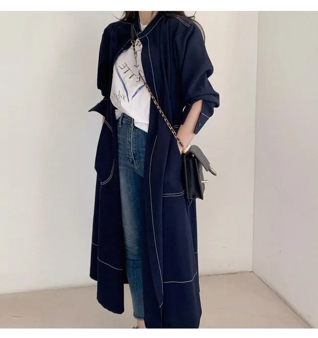 REALEFT Spring Autumn Single Breasted Women's Shirt Dresses Sashes 2024 New Stand Collar Korean Casual Straight Dress Female