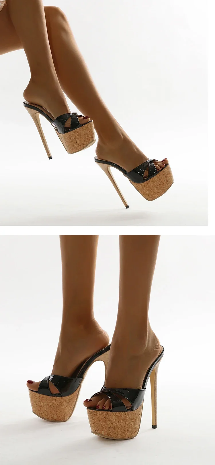 Aneikeh 2025 Summer Extreme Mules High Heels Women's Platform Sandals Shoes Ladies Slippers Slingback Peep-toe Slides Sandalias