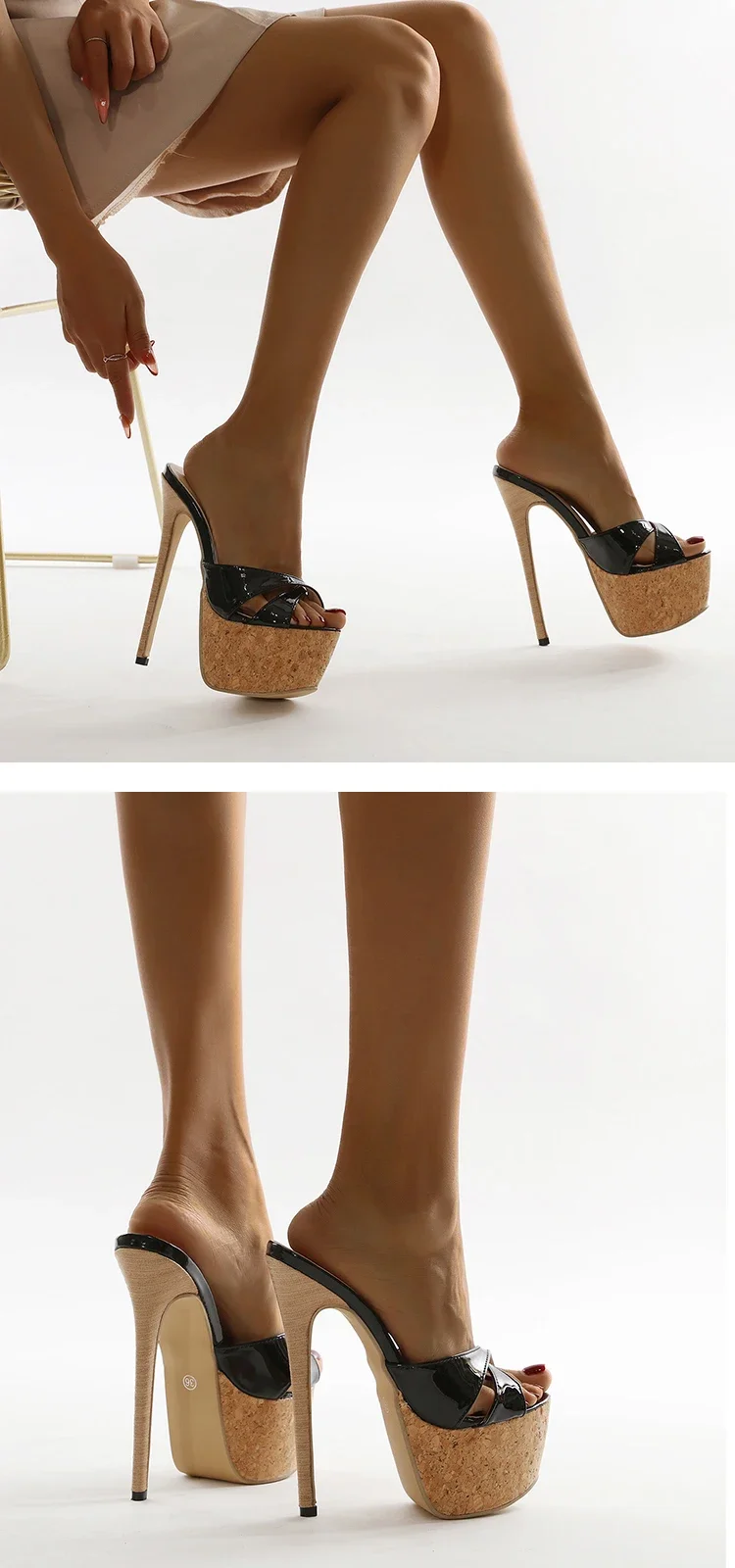 Aneikeh 2025 Summer Extreme Mules High Heels Women's Platform Sandals Shoes Ladies Slippers Slingback Peep-toe Slides Sandalias