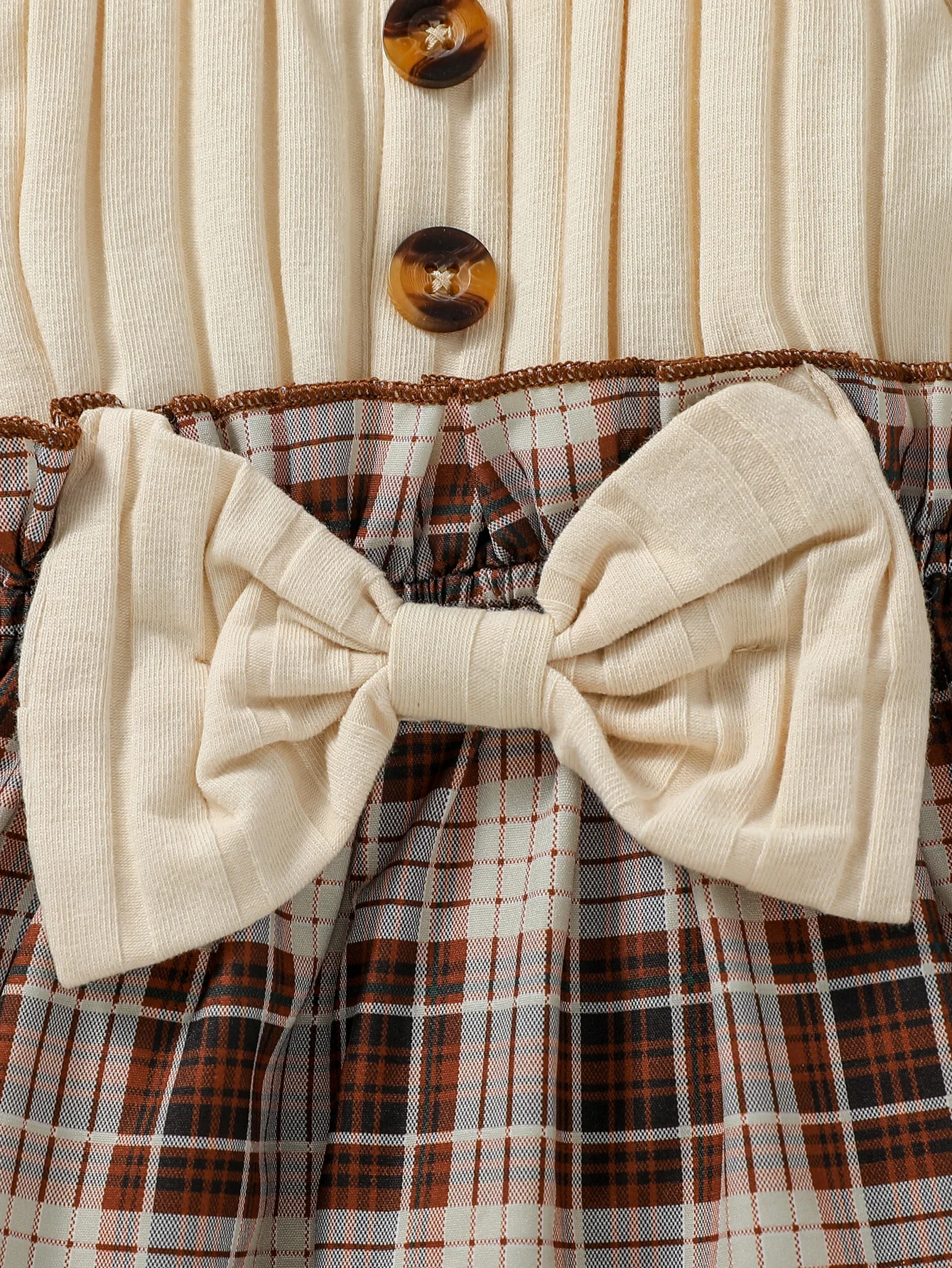 2024 New Baby Girls Autumn Long Sleeve With Bow Plaid Fahion Cute Dress