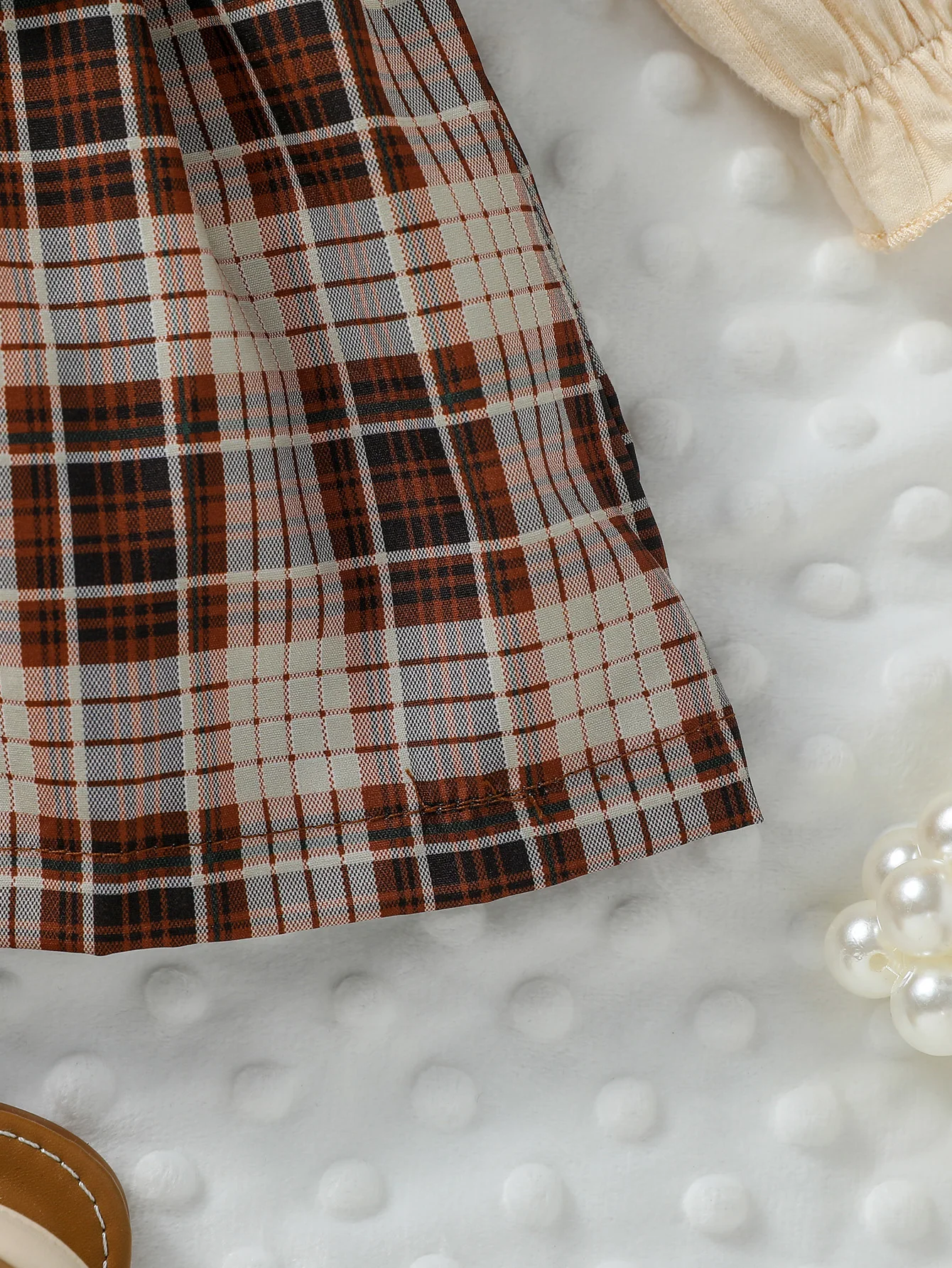 2024 New Baby Girls Autumn Long Sleeve With Bow Plaid Fahion Cute Dress