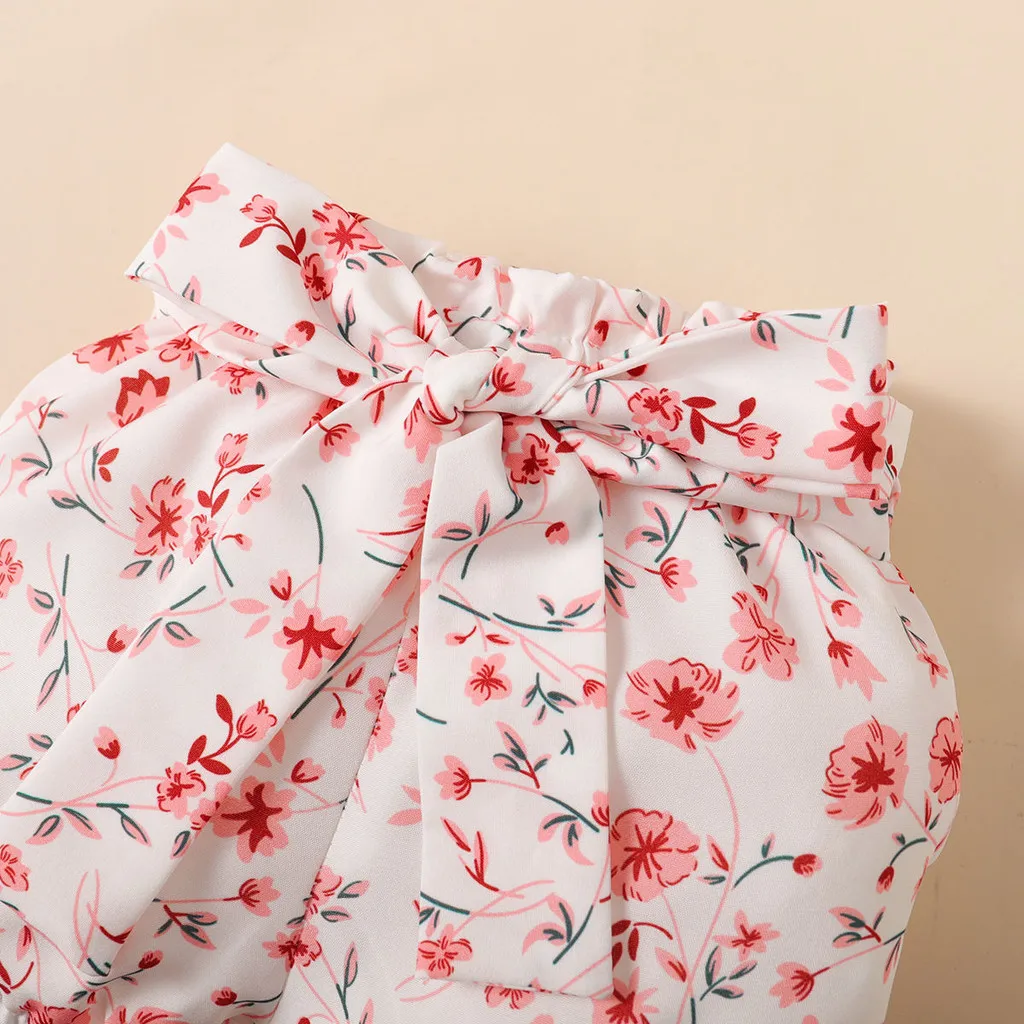 3PCS Baby Girl Clothes Outfits for 0-18 Months Ruffled Sleeve Lovely Rabbit Bodysuit+Flower Shorts+Headband Summer Casual Wear