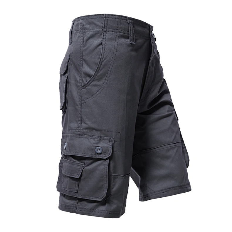Male Cargo Pants Knee Shorts Classic Summer Shorts Multiple Pockets Large Size Cotton Half Pants Khaki Army Green Shorts