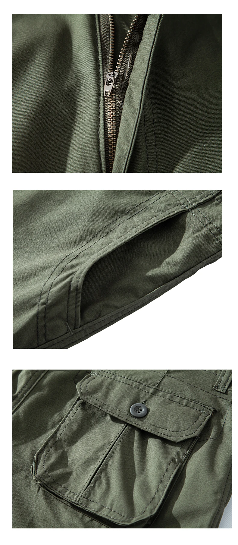 Male Cargo Pants Knee Shorts Classic Summer Shorts Multiple Pockets Large Size Cotton Half Pants Khaki Army Green Shorts