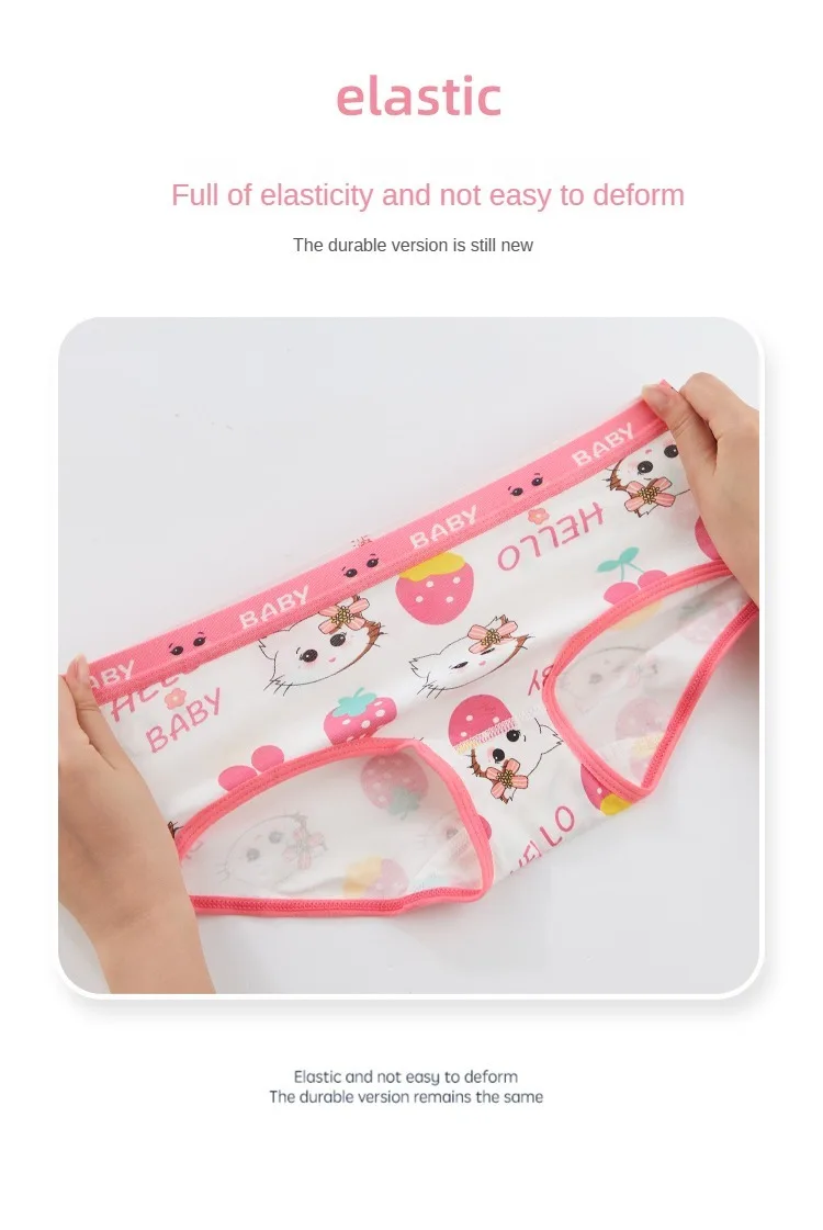 4PCS Cute Panties Girl Soft Shorts Briefs Underwear Cartoon Panties for Girls Children Children's Cotton Underwears Clothing