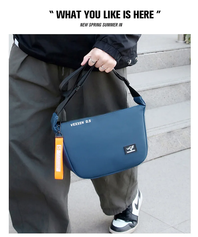 Kangaroo Luxury Brand Casual Men Crossbody Shoulder Bags Blue Black Epithelium Business Man Messenger Bag Small Cycling SlingBag