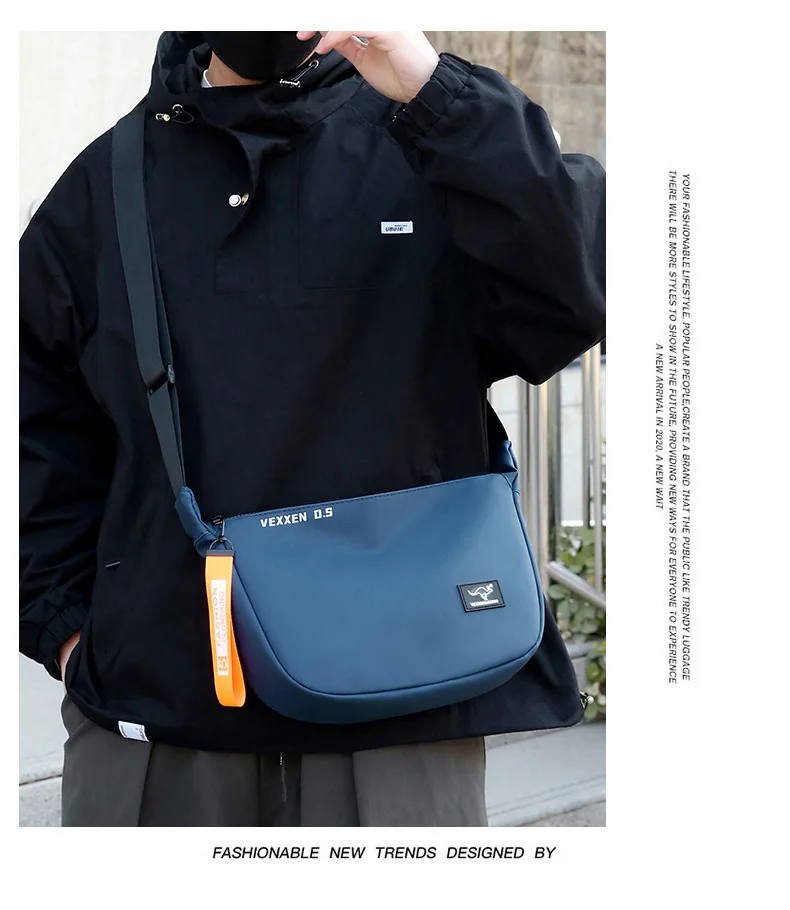 Kangaroo Luxury Brand Casual Men Crossbody Shoulder Bags Blue Black Epithelium Business Man Messenger Bag Small Cycling SlingBag