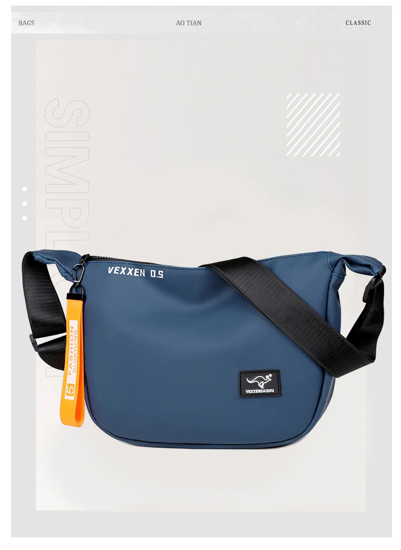 Kangaroo Luxury Brand Casual Men Crossbody Shoulder Bags Blue Black Epithelium Business Man Messenger Bag Small Cycling SlingBag