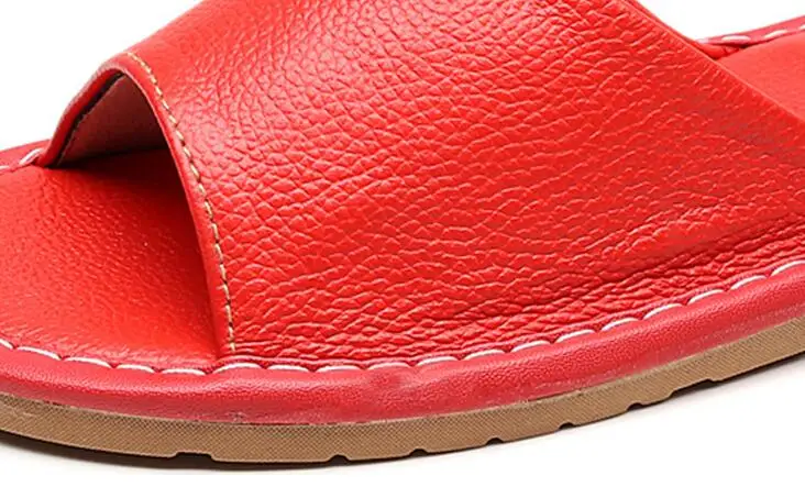 Genuine Leather Slippers Unisex Indoor Home Shoes Men Flat Classic House Slippers Woman Leather Shoes For Men