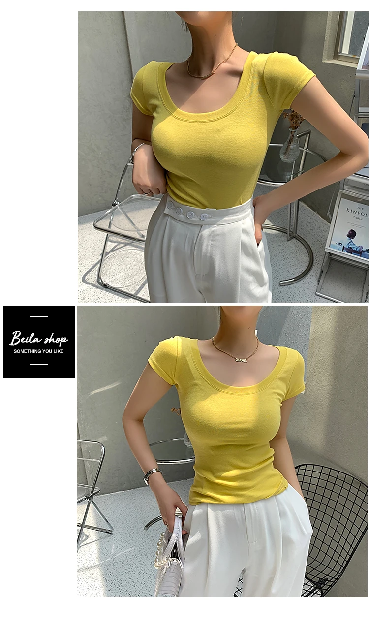AOSSVIAO 100% Cotton T Shirt Women 2026 Summer New Slim Solid Basic Tees 16 Color Casual Tshirt Korean O Neck Tops