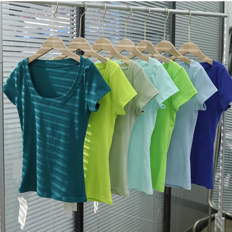 AOSSVIAO 100% Cotton T Shirt Women 2026 Summer New Slim Solid Basic Tees 16 Color Casual Tshirt Korean O Neck Tops