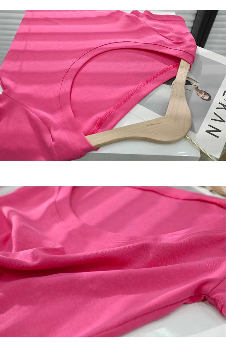 AOSSVIAO 100% Cotton T Shirt Women 2026 Summer New Slim Solid Basic Tees 16 Color Casual Tshirt Korean O Neck Tops