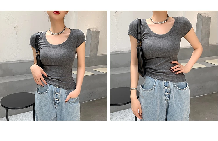 AOSSVIAO 100% Cotton T Shirt Women 2026 Summer New Slim Solid Basic Tees 16 Color Casual Tshirt Korean O Neck Tops