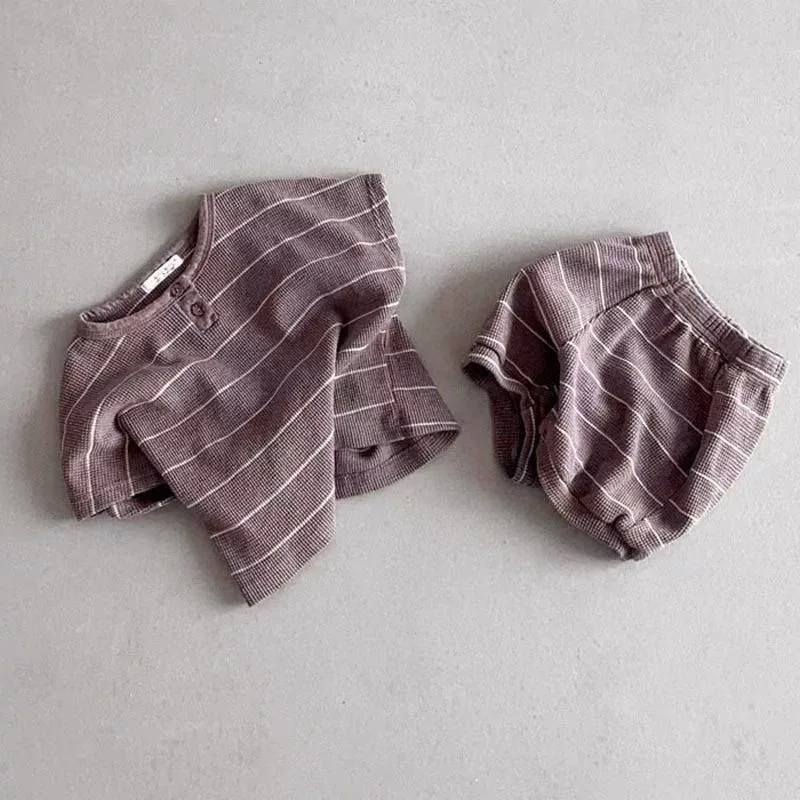 0-3Y Baby Clothing Set Summer Lining Girls Sports Set Striped Tee and Bloomer 2Pcs Boy Clothes Suit Outfits Infant Clothing Set