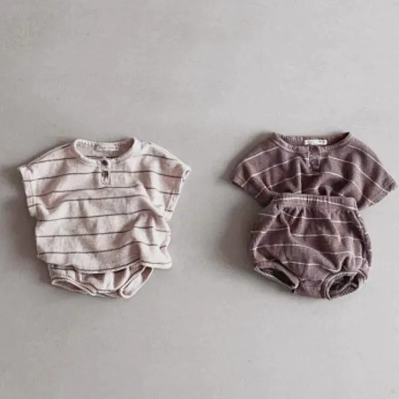 0-3Y Baby Clothing Set Summer Lining Girls Sports Set Striped Tee and Bloomer 2Pcs Boy Clothes Suit Outfits Infant Clothing Set
