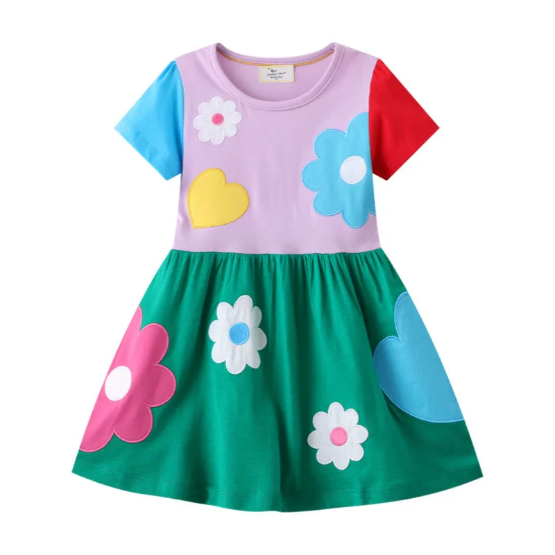 Jumping Meters New Arrival Ladybug Embroidery Children's Princess Girls Dresses Stripe Hot Selling Kids Baby Frocks