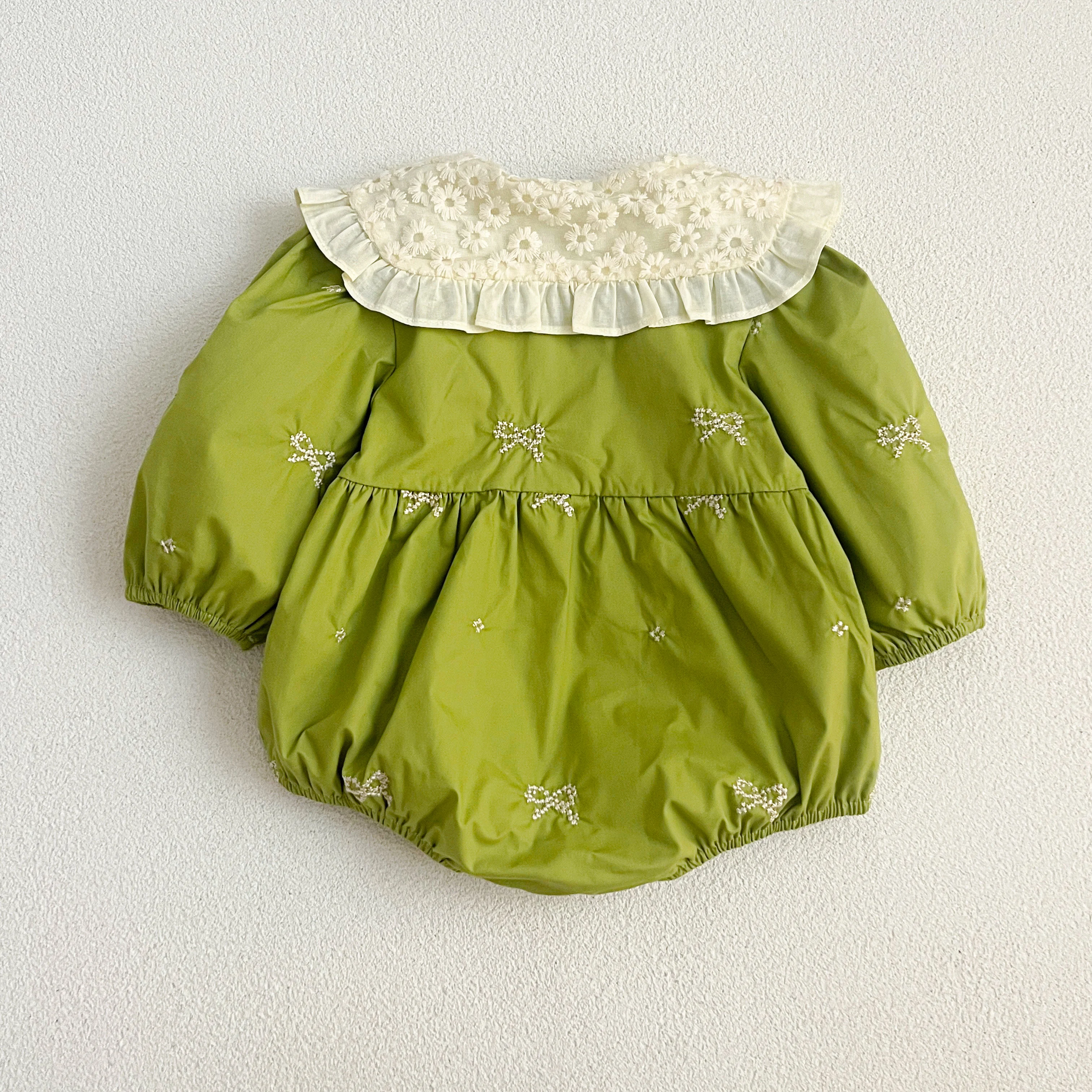 Sisters Clothes Infant Baby Girls Lace Collar Dress Rompers Kids Baby Girls Embroider Bow Princess Dress Family Clothes Rompers