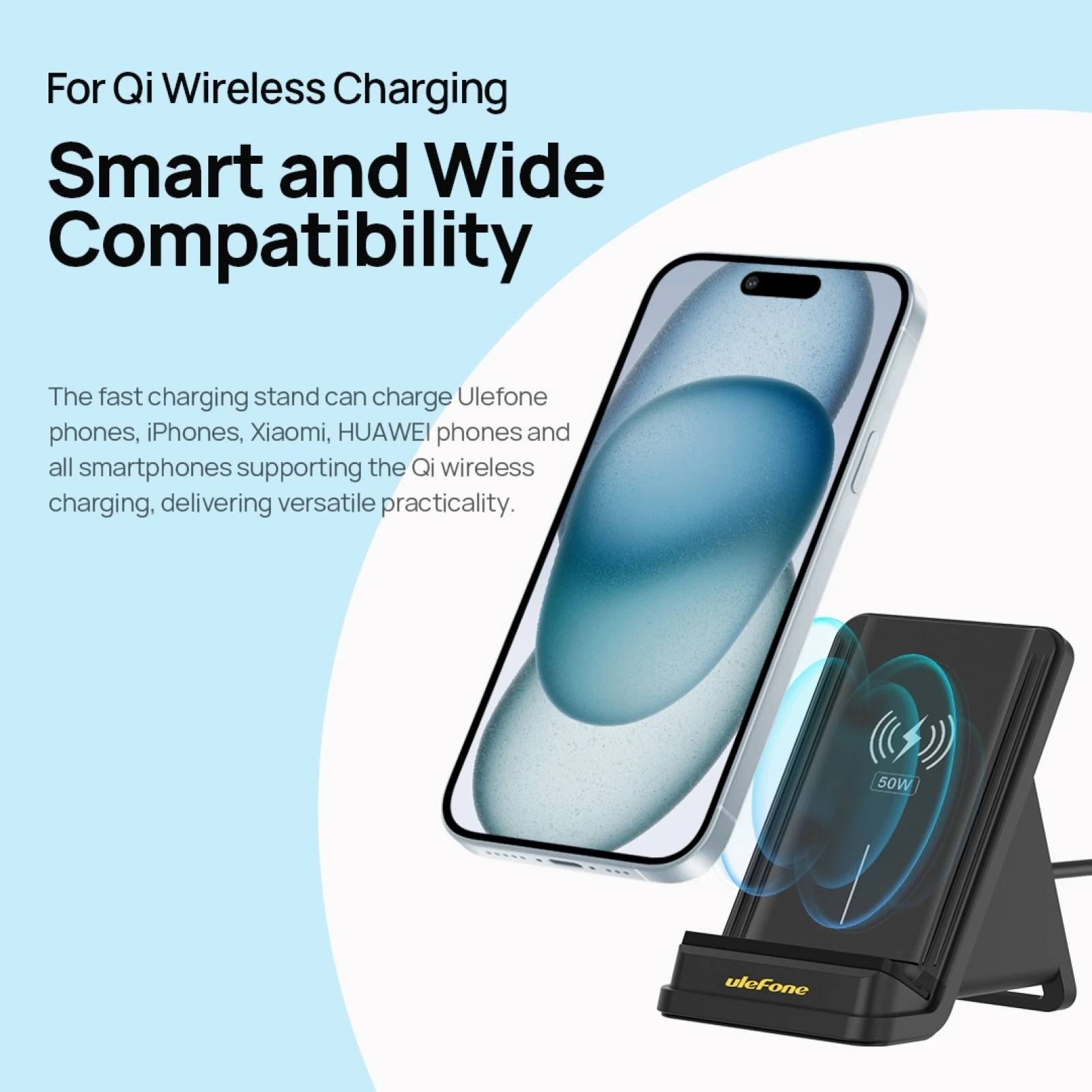 Ulefone WCS01 50W Air-cooled Wireless Charger Stand Phone Wireless Charger with Holder