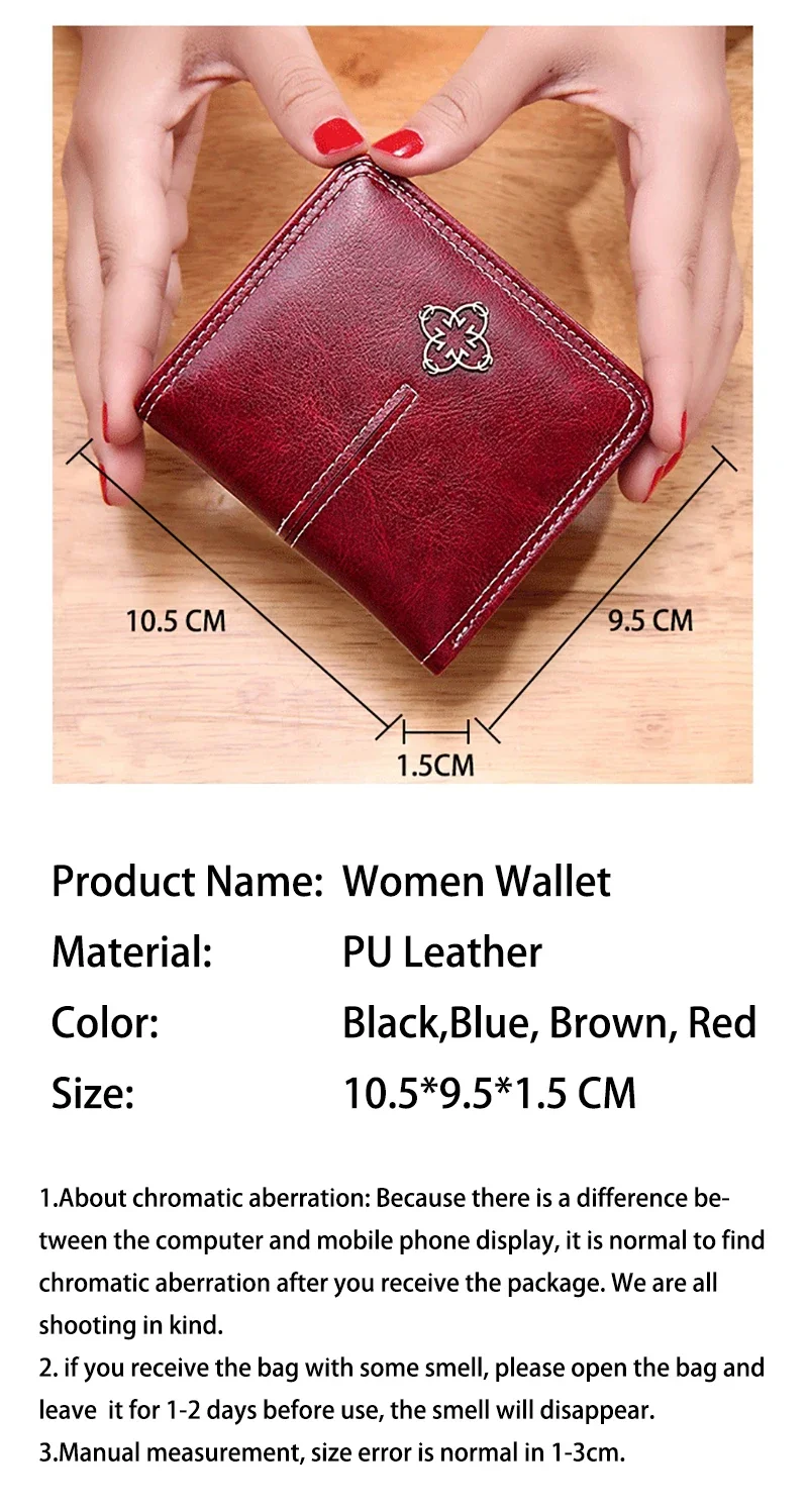 PU Leather Women's Wallets	Short Handbags Zipper Coin Wallet Credit Card Holder Luxury Designer Small Purses for Women