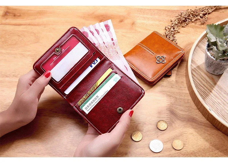 PU Leather Women's Wallets	Short Handbags Zipper Coin Wallet Credit Card Holder Luxury Designer Small Purses for Women